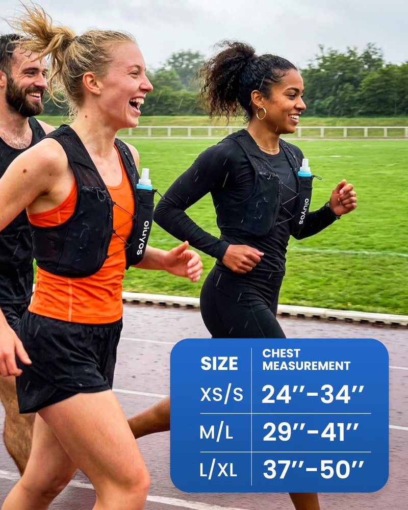Oiuyos Running Vest for Women Men - USA Design - Adjustable Chest Straps Running Hydration Vest with 500ml Soft Flask - Lightweight Reflective Hydration Backpack