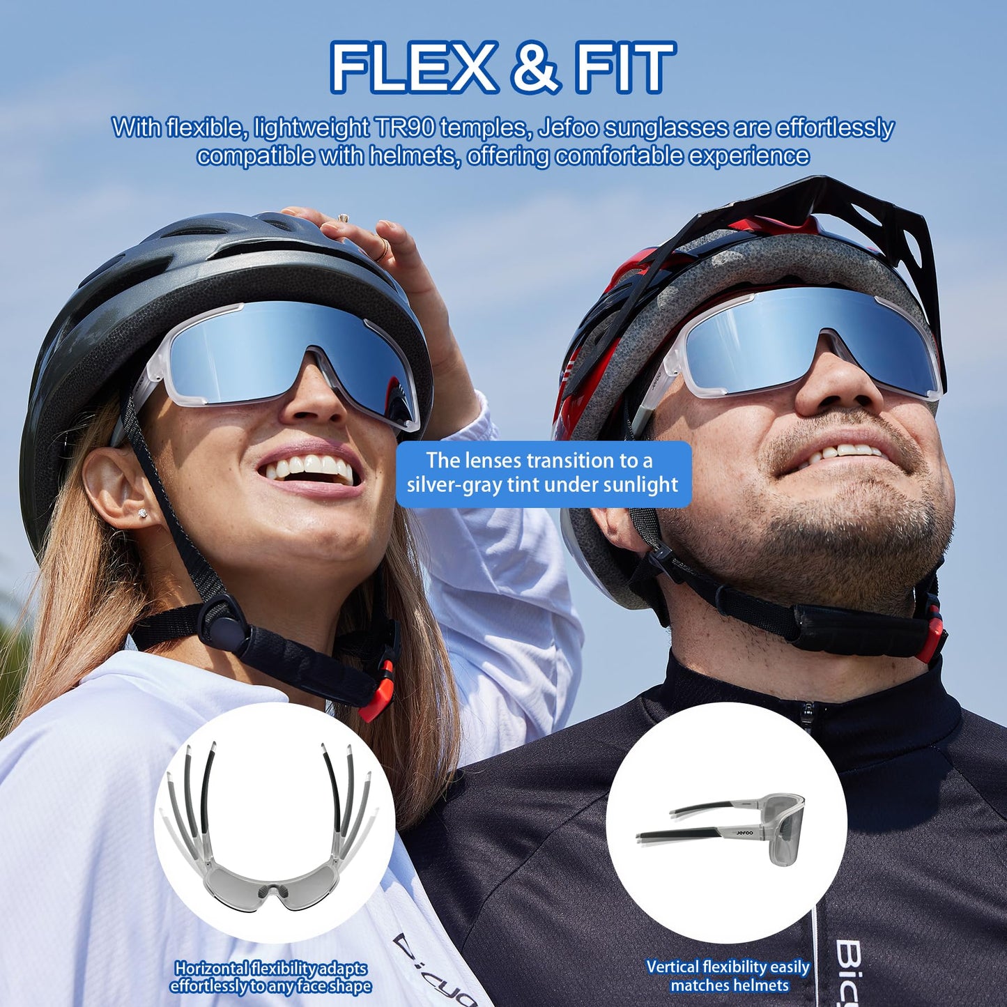 Jefoo Cycling Sunglasses for Women Men UV Protection Running Baseball MTB Biking Shades Sports Glasses