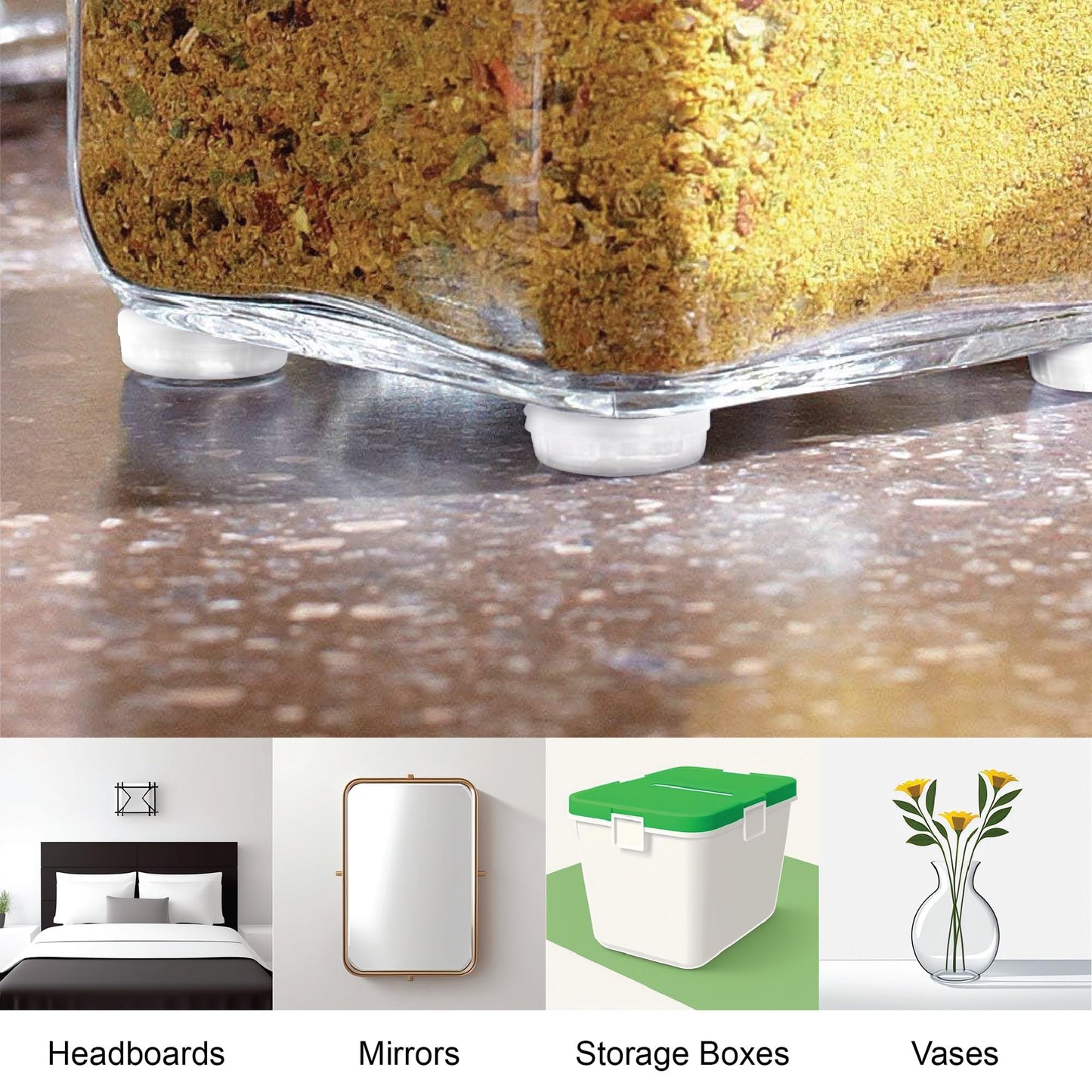 100 Pack White Cabinet Door Bumpers - 1/2” Diameter White Adhesive Pads for Drawers, Glass Tops, Cutting Boards, Picture Frames, Small Furniture