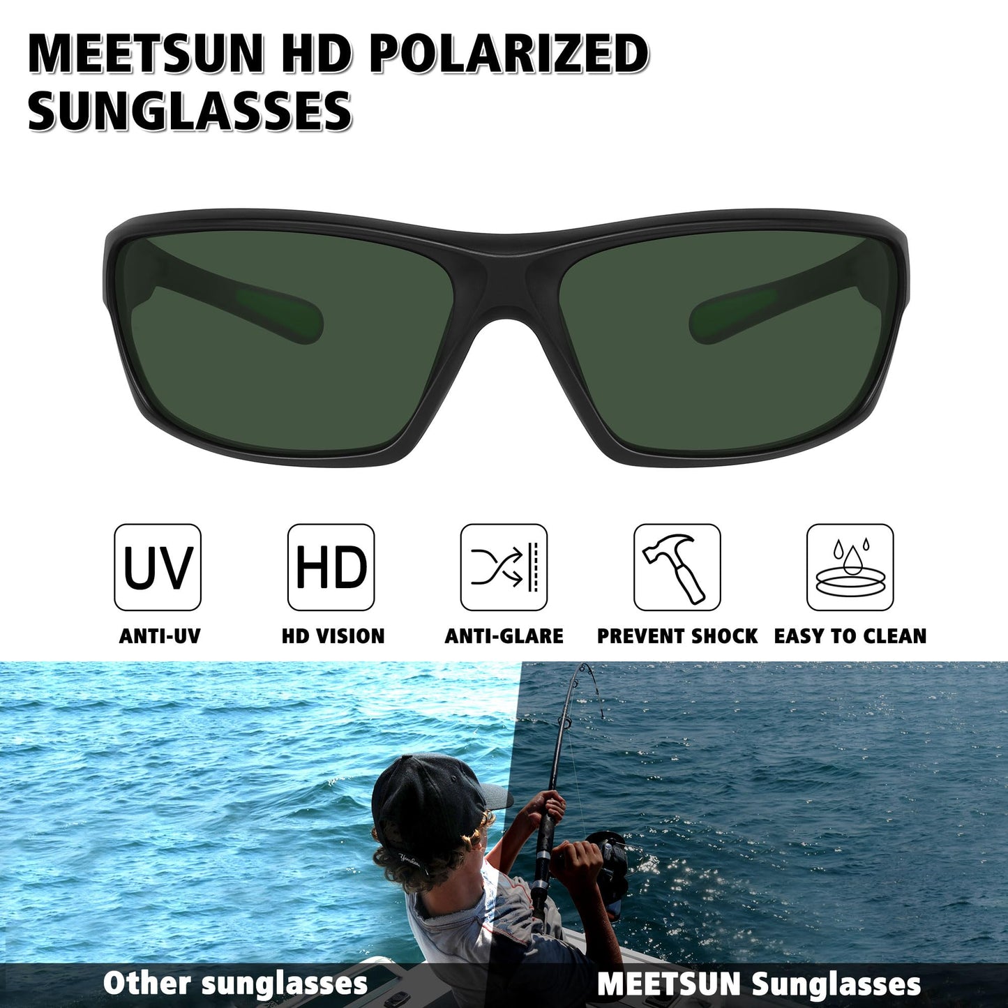 MEETSUN Polarized Sports Sunglasses for Men Women Wrap Around Driving Cycling Golf Fishing Sun Glasses UV400 Protection