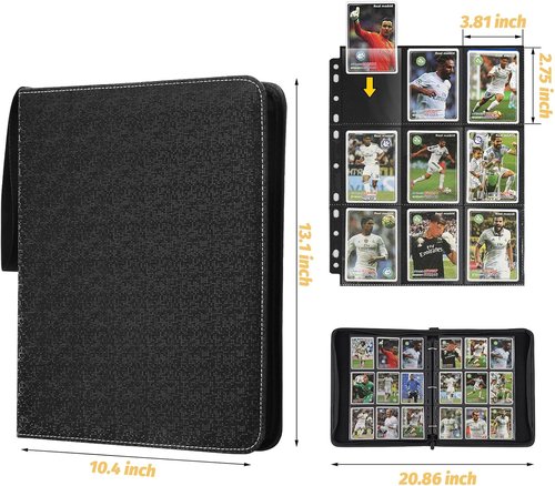 GERMUN 9 Pocket Card Binder - Premium Zip Trading Card Album for MTG, TCG & Sports Cards | 720 Double-Sided Pockets (Black)