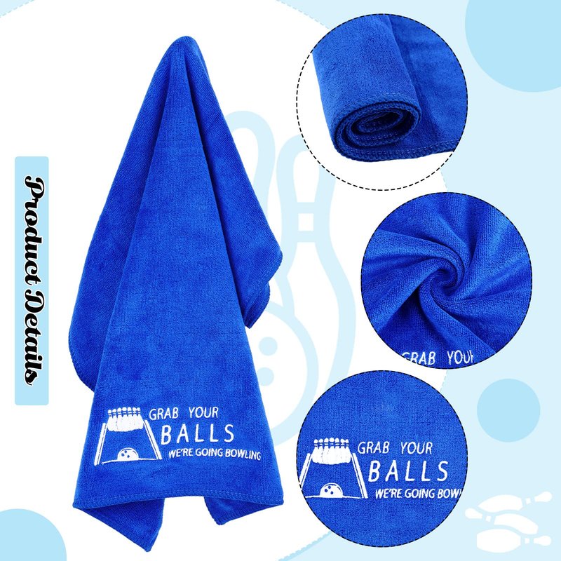 Newwiee 3 Pcs Christmas Funny Bowling Towel with Gift Box, Novelty Embroidered Patterned Bowling Ball Towel Gift Accessories for Men Dad Boyfriend Father's Day Christmas(Black, Blue, Grey,Classic)