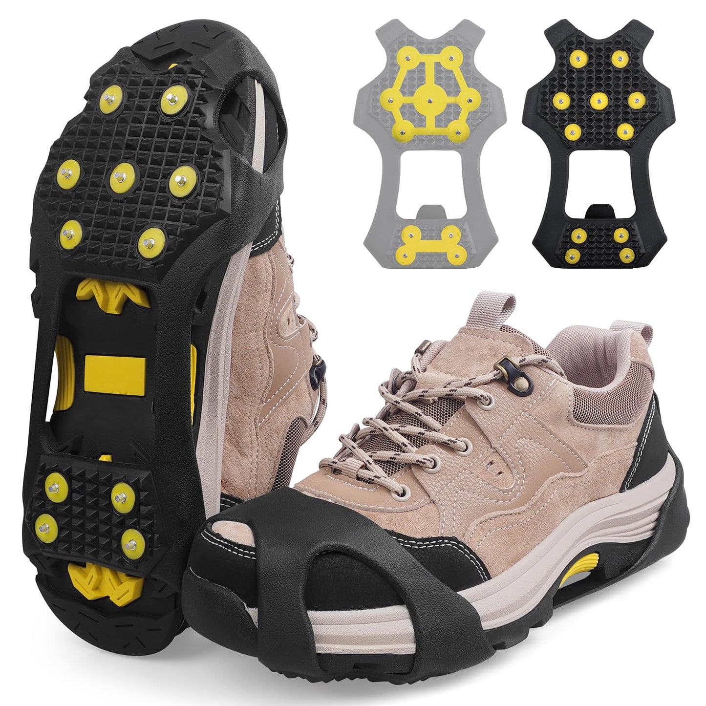 Ice Cleats for Shoes and Boots Crampons Anti Slip Snow Traction Cleats 11 Studs Snow Grippers Overshoe for Men Women Walking on Snow and Ice Slip-on Stretch Footwear