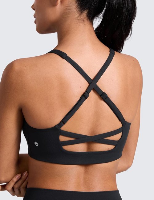 CRZ YOGA Butterlift Sports Bra for Women - Adjustable Cross Back, Wireless & Padded for Pilates & Workouts