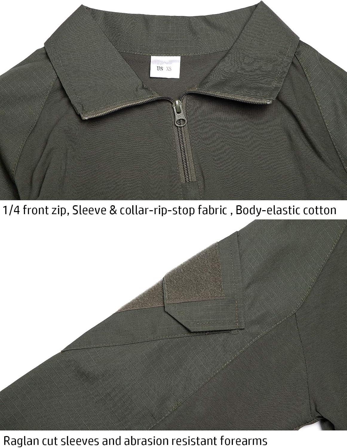 ReFire Gear Men's Tactical Camo Long Sleeve Shirt - Slim Fit with 1/4 Zipper for Comfort
