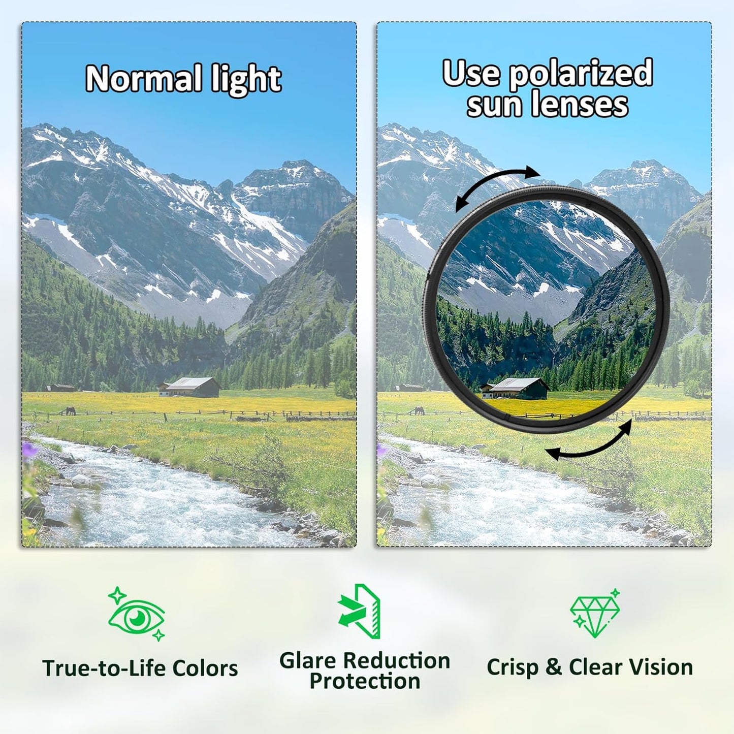 Skiennix Adjustable Tint Sunglasses - Round Polarized Glasses with Manual Tint Control & ND Filter