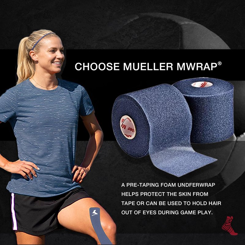 Mueller Sports Medicine MWrap, Pre Wrap, Athletic Tape Underwrap for Sports, Hair, Ankles, Wrist, Hands and Knees, Water-Resistant, Latex Free, 2.75" x 21.4 Yards Per Roll, 2 Rolls, Navy Blue