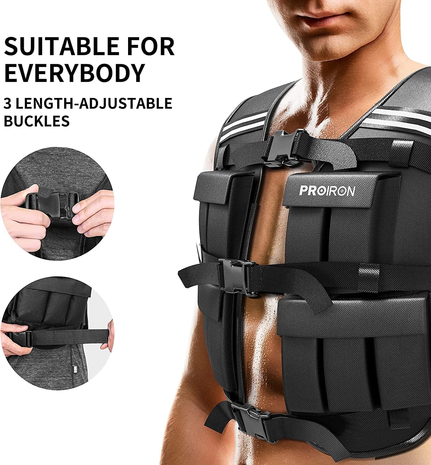 PROIRON Adjustable Weighted Vest 2-44lb,Strength Training Weight Vests for Men Women with Removable Weights, Body Weight Vest for Running Workout Walking Fitness Cardio,Home Gym Equipment