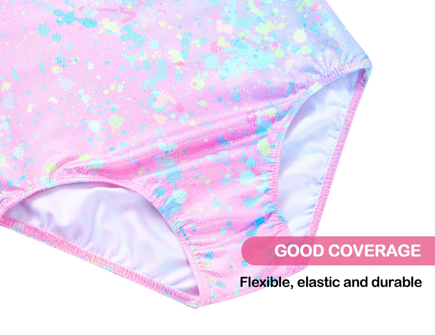 Domusgo Gymnastics Leotards for Girls 5-6 Years Old Colorful Dot Sparkly One Piece Tumbling Outfits