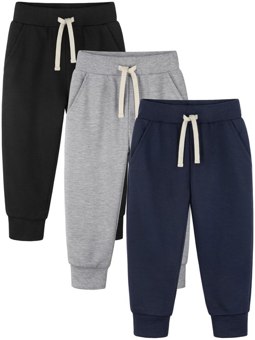 Feyoyi 3 Pack Toddler Boys Girls Sweatpants Toddler Boys Kids Joggers Pants with Pocket Drawstring Athletic Clothes