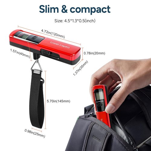 Battery-Free Luggage Scale by [Brand Name] - Portable Handheld Suitcase Scale, 110 lbs/50 kg Capacity