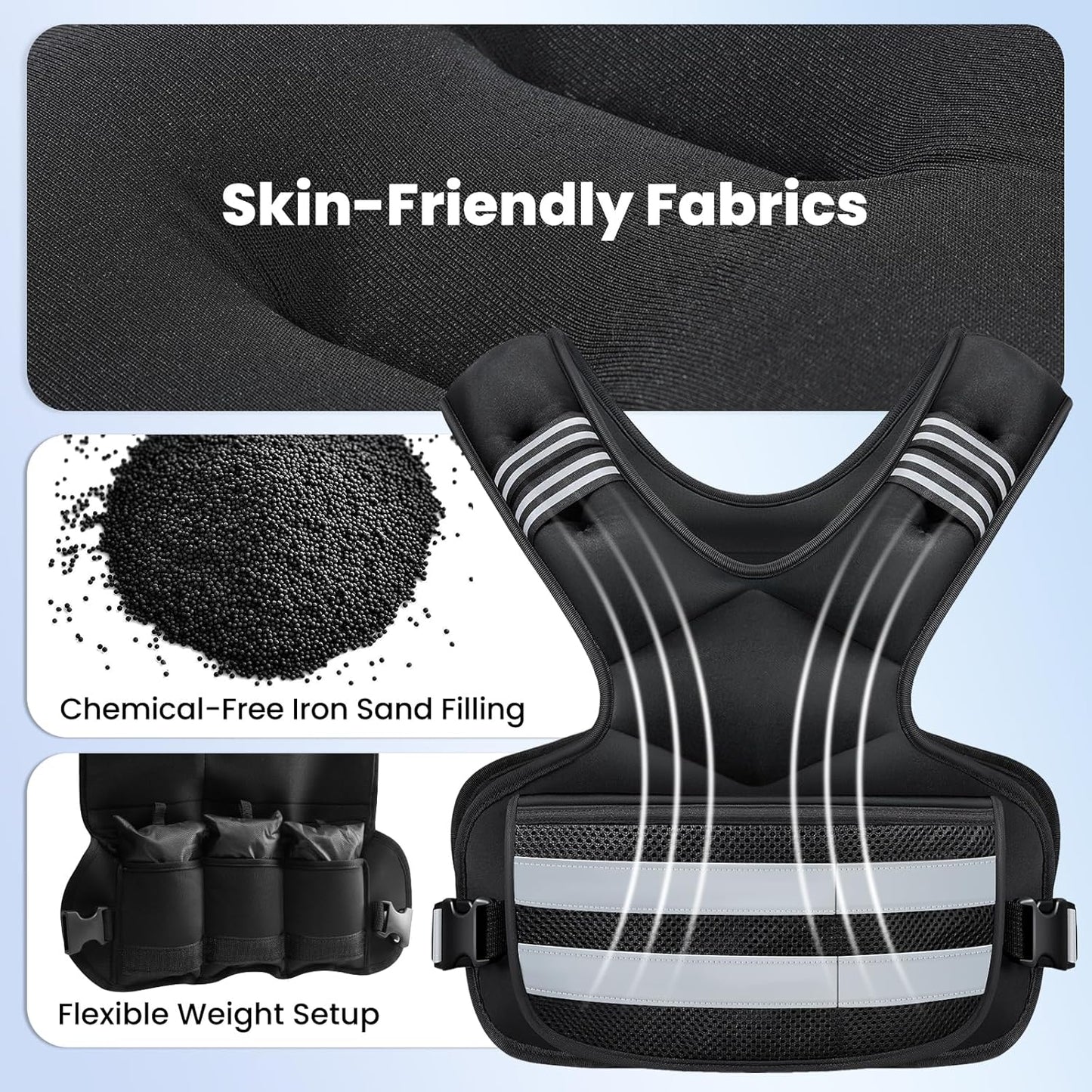 Skiennix Weighted Vest - Adjustable 4-32lb Rucking Vest with Storage Pocket & Reflective Stripes for Workout