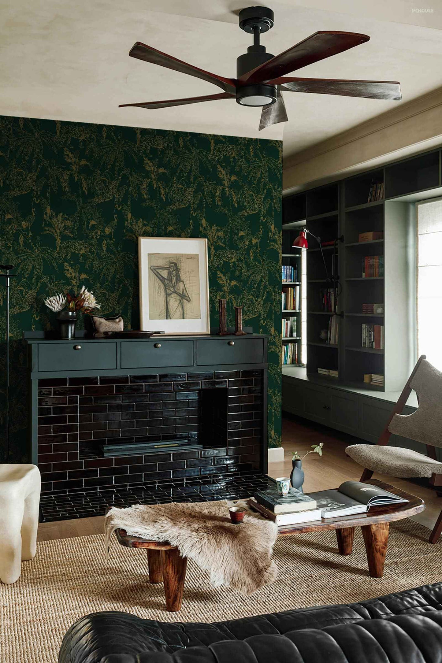 Heroad Dark Green Peel and Stick Wallpaper Boho Contact Paper 17.3"x196" Jungle Wall Paper Removable Self Adhesive Cheetah Wallpaper for Bedroom Living Room Cabinet Waterproof Bathroom Vinyl Roll