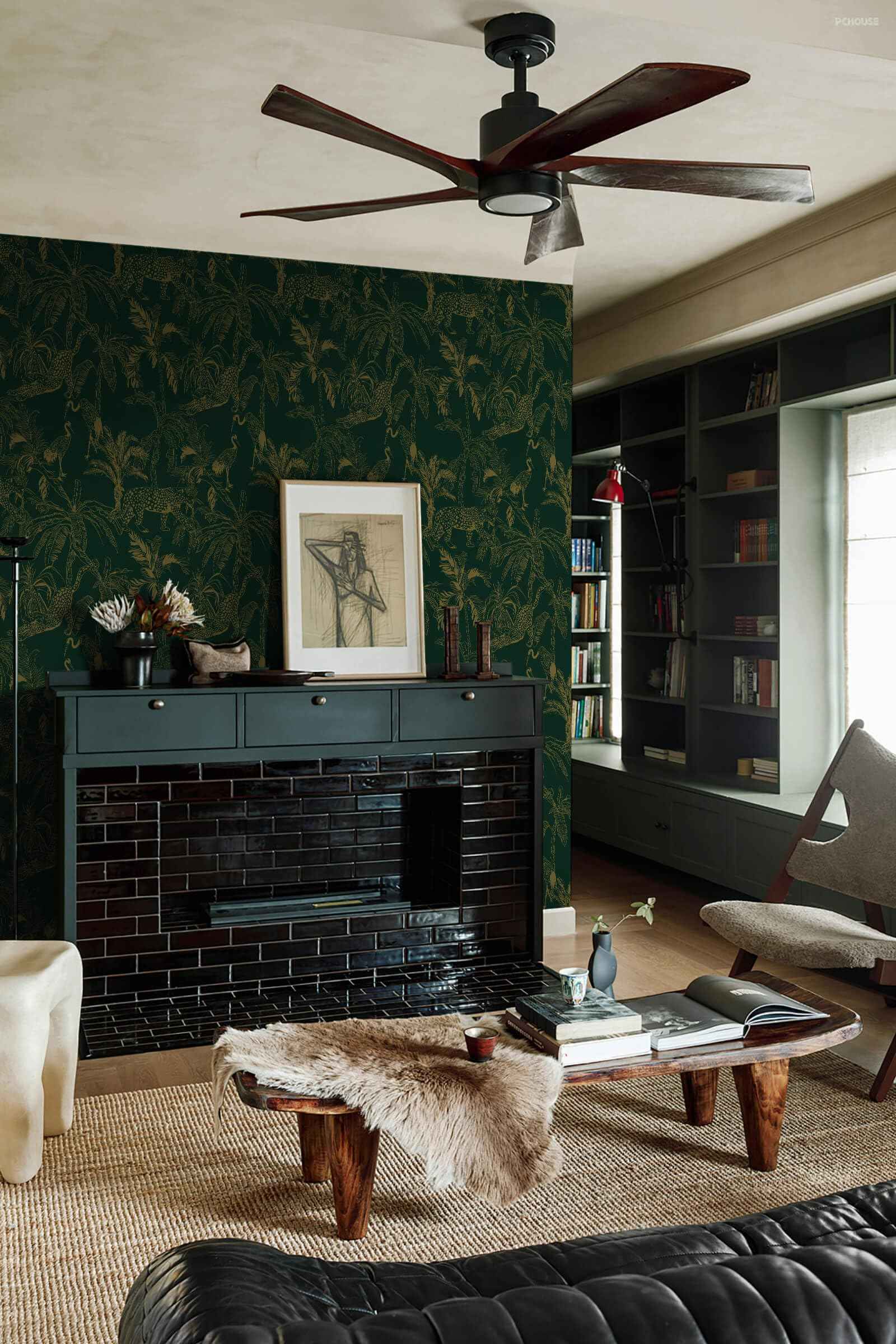 Heroad Dark Green Peel and Stick Wallpaper Boho Contact Paper 17.3"x196" Jungle Wall Paper Removable Self Adhesive Cheetah Wallpaper for Bedroom Living Room Cabinet Waterproof Bathroom Vinyl Roll