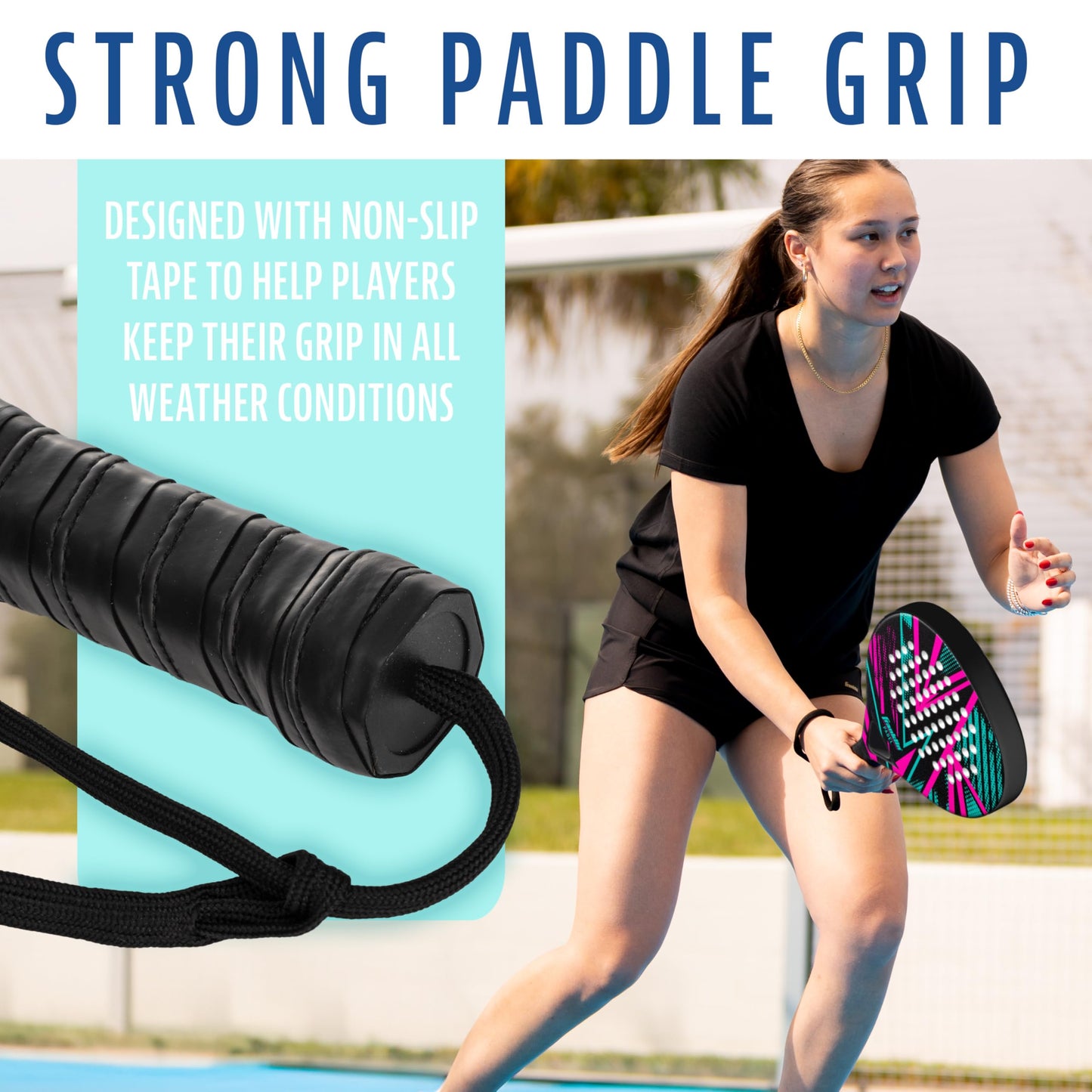 Franklin Sports - Axel Padel Set - 2 Fiberglass Rackets with Foam Core, Padel Balls, & Carrying Case