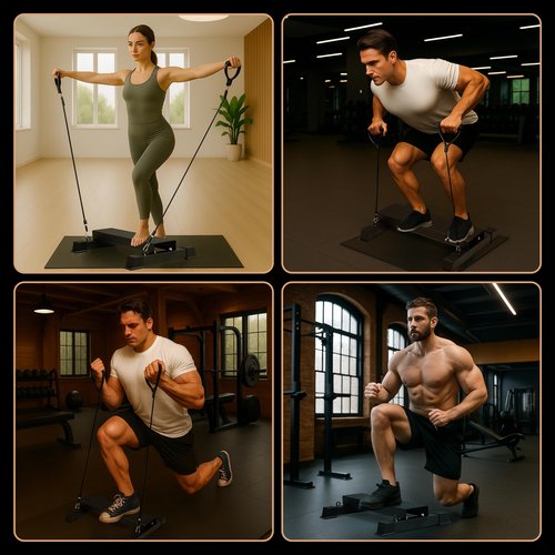 TanverOK 4-in-1 Calf Raise Machine with Black-High Elastic Bands - 4.61" Extra High Heavy Duty Steel Calf Trainer, Squat Wedge Board & Adjustable Resistance Home Gym Equipment with Anti-Slip Design