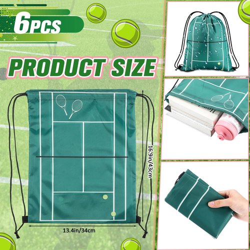 Talltalk 12 Pcs Tennis Party Favors Tennis Water Bottle with Bags Bulk Drawstring Bag Gift Goodie Treat Bags 24 oz Water Bottle Cup for Team Theme Accessories Sports Party Supplies Gift