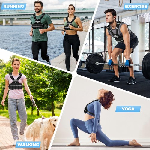 Adjustable Weighted Vest Women Men, 6-18 LBS Weighted Walking Vest with 8 Ironsand Weights & Reflective Strip, Strength Training Weight Vests for Walking Running GYM Home Workout, Large Zippered Pocket