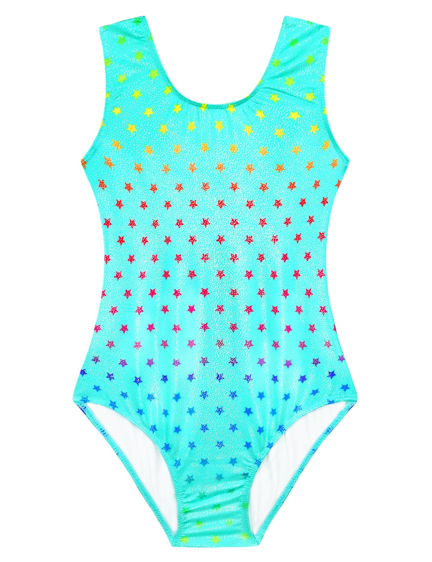 Domusgo Gymnastics Leotards for Girls Size 8-9 Years Old Green Stars Sparkly One Piece Tumbling Outfits