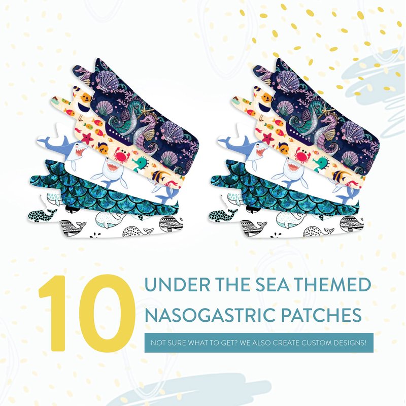 Nasogastric or Oxygen Tube precut Adhesive Tape Under the sea Mix x 10 Pack. (Mix Pack)