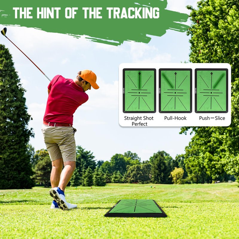 Golf Hitting Mat Training System, 3-in-1 Training Mats for Swing Path Feedback, Fairway, Rough Mats with No-Slip Heavy-Duty Rubber Base, 16"x12" Golf Practice Mat for Golfers, Beginners & Pros