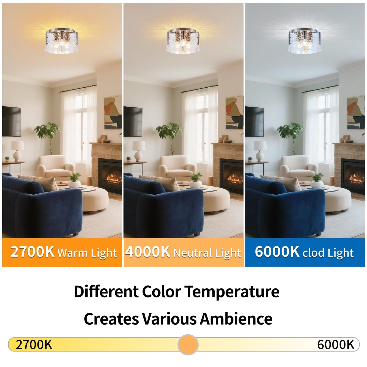 MAYNA Modern Nickel Semi Flush Mount Ceiling Light Fixture, 3-Light Glass Ceiling Light, Hallway Light Fixtures Ceiling Mount for Kitchen Entryway Bedroom Laundry Room