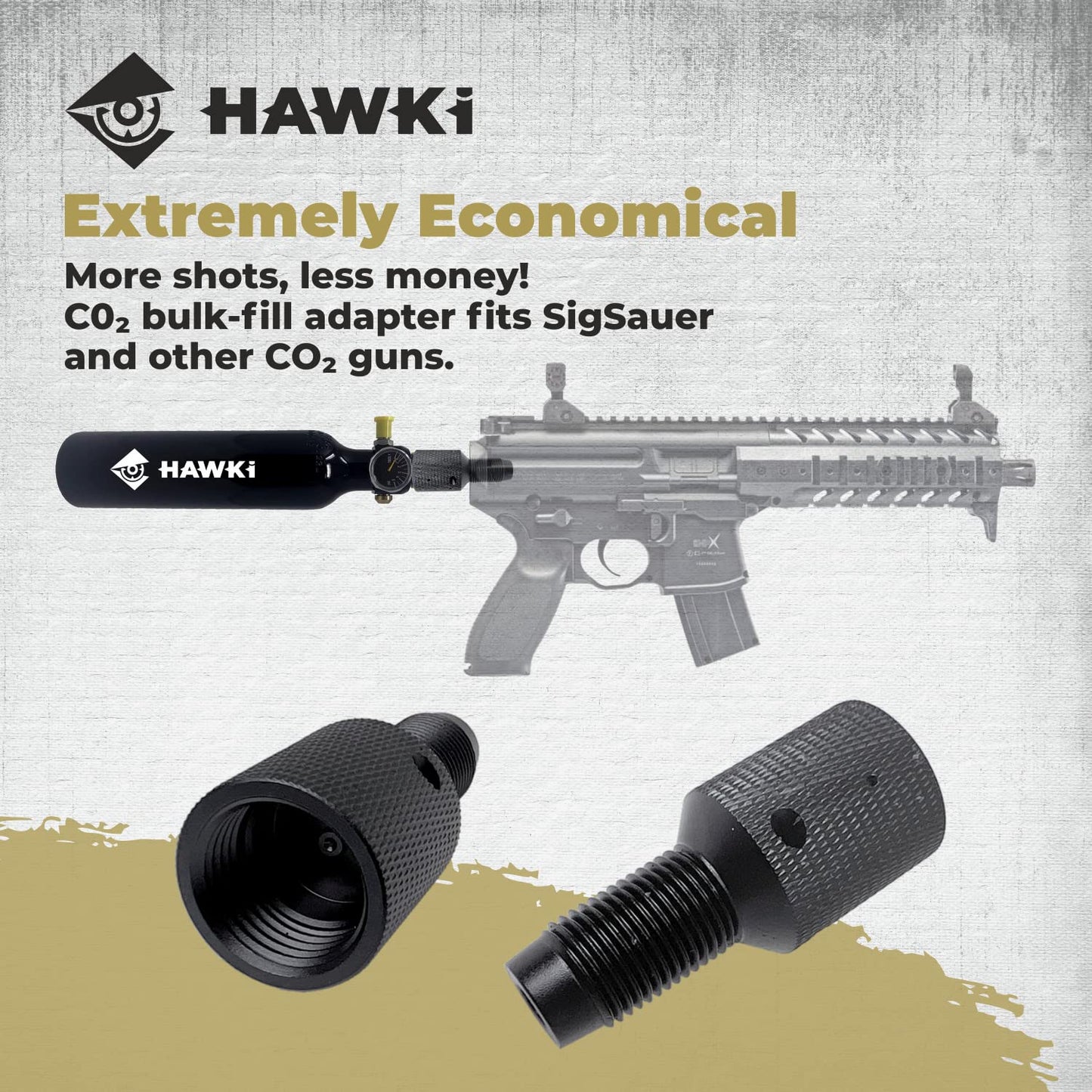 Hawki CO2 Bulk-Fill Adapter, CO2 Tank Adapter, BB Gun Air-Tank Adapter, Black