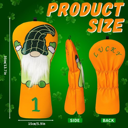 LZFAN Golf Club Head Cover Driver Headcover Wood St Patrick's Day Leprechauns Green Faceless Elderly Gnomes Irish Festival Patrick's Day Doll Golf Head Cover