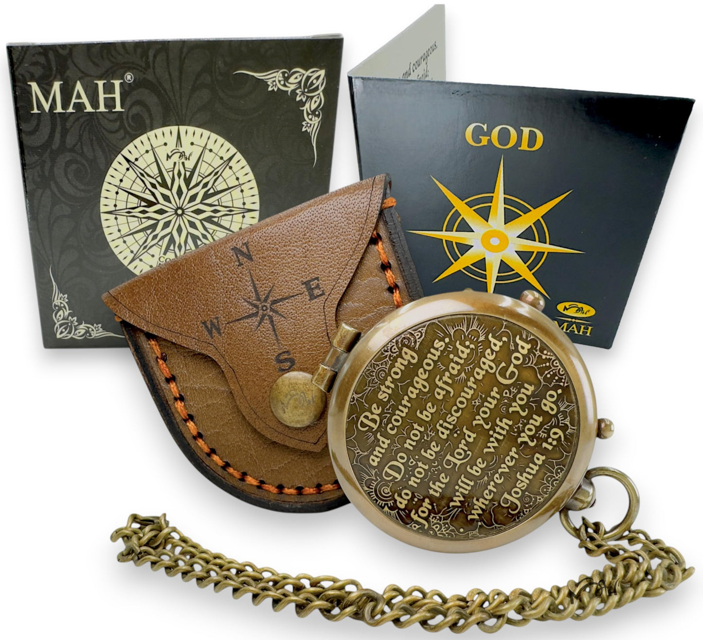Bible Verse Brass Compass – “Be Strong and Courageous” (Joshua 1:9) | Christian Gift for Graduation, Baptism, Confirmation – Religious Keepsake for Boys, Girls, Teens, Men, Pastors & Church Events