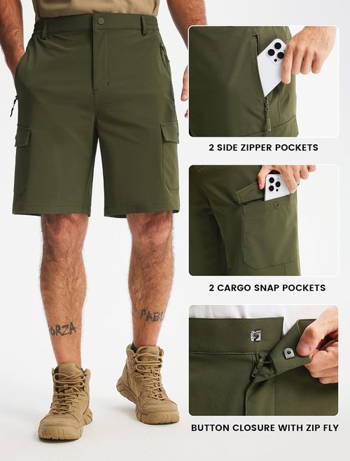 Libin Men's Hiking Cargo Shorts - Lightweight Quick-Dry Design with Zipper Pockets | 9" Casual Shorts for Outdoor Activities