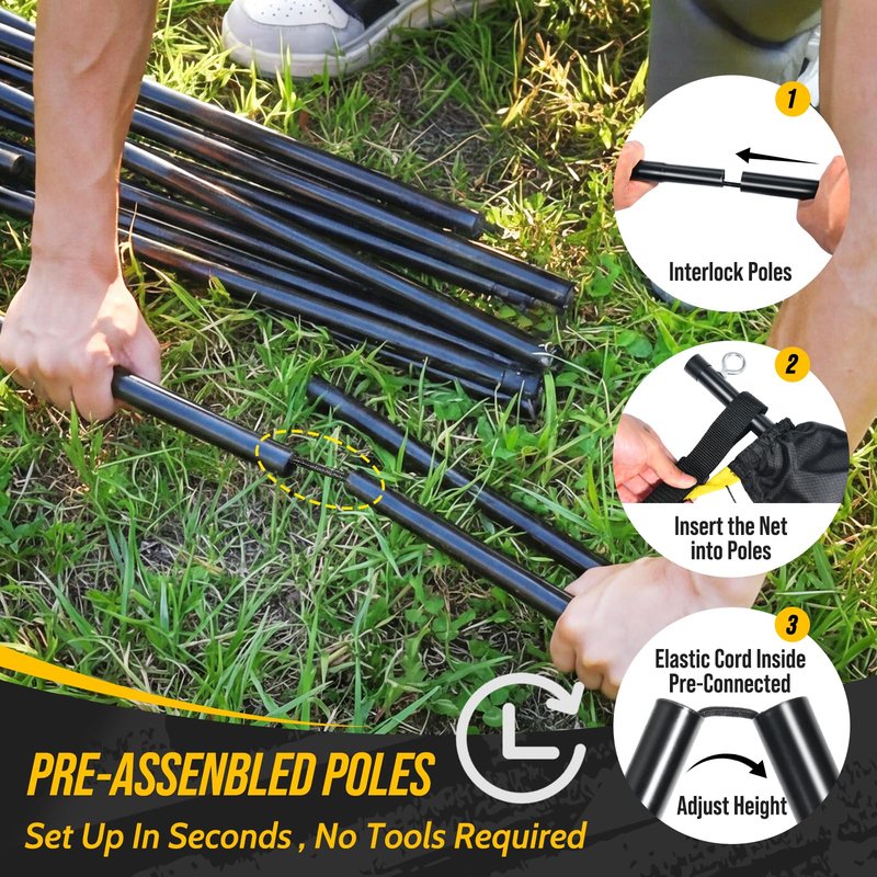 Patiassy Portable Badminton Volleyball Pickleball Net for Backyard, 17FT Combo Set with 5.1ft-7.4ft Adjustable Height for Outdoor Driveway Games, 4 Rackets, 3 Shuttlecocks, 1 Ball and Carry Bag