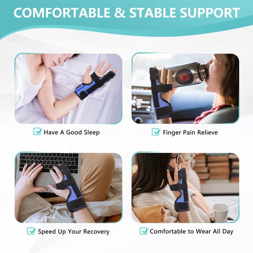 fibee Boxer Fracture Splint, Pinky Finger Splint, Adjustable Two Finger Brace for 4th or 5th Finger, Metacarpal Splint Hand Brace for Arthritis Fracture Broken Mallet Dislocated Trigger Finger(S/M)