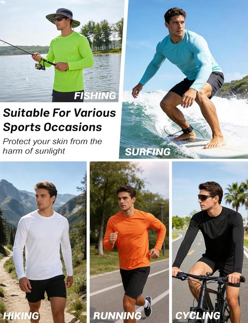 MAGCOMSEN Men's Long Sleeve Shirts - UPF 50+ Sun Protection Dry Fit T-Shirts | 2 Pack for Athletic Wear