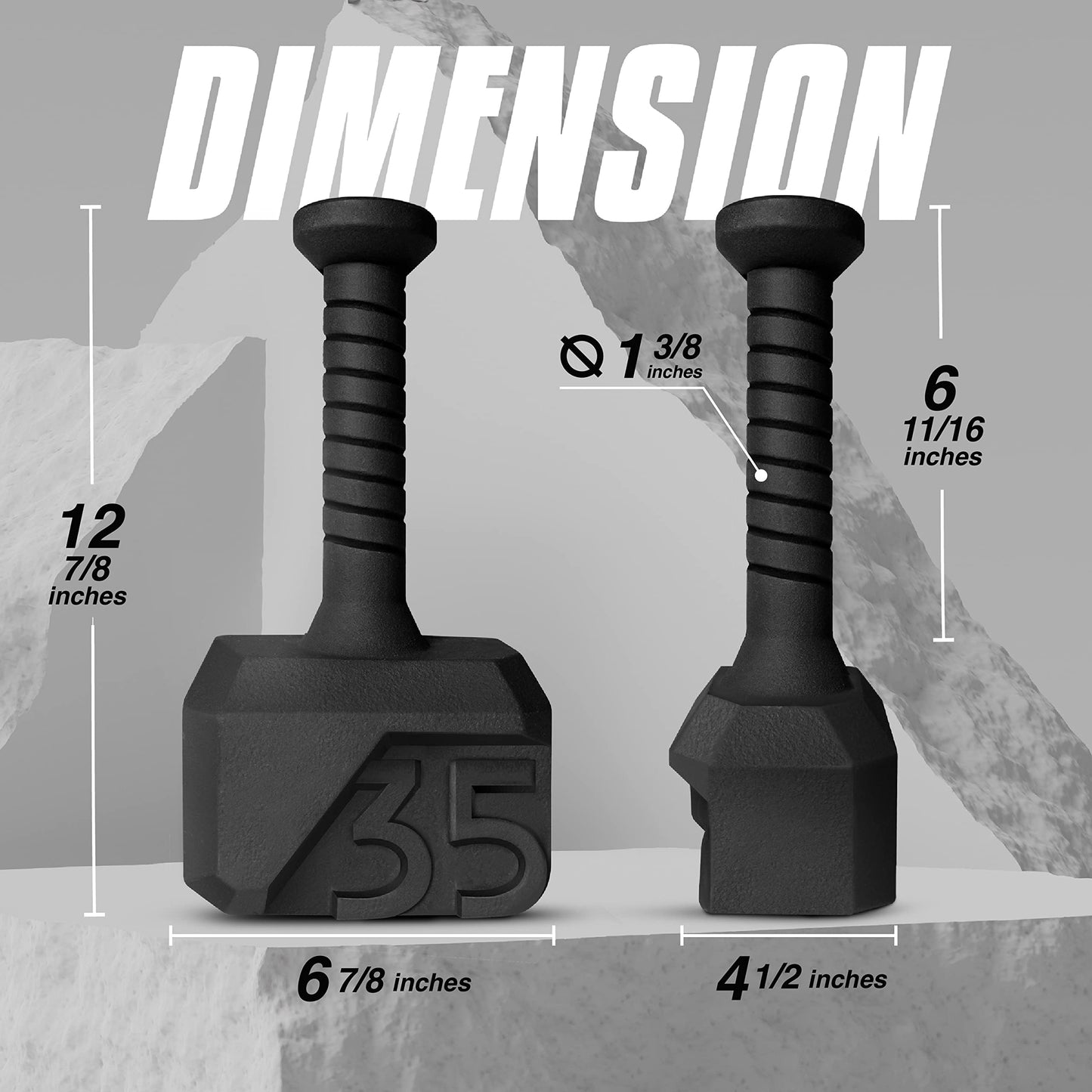 Yes4All Special Shape Hammer 35 lbs Kettlebell Anti Slip Handle Workout for Macebell Weights Exercises, Push up, Handle Grip Strength Training Equipment