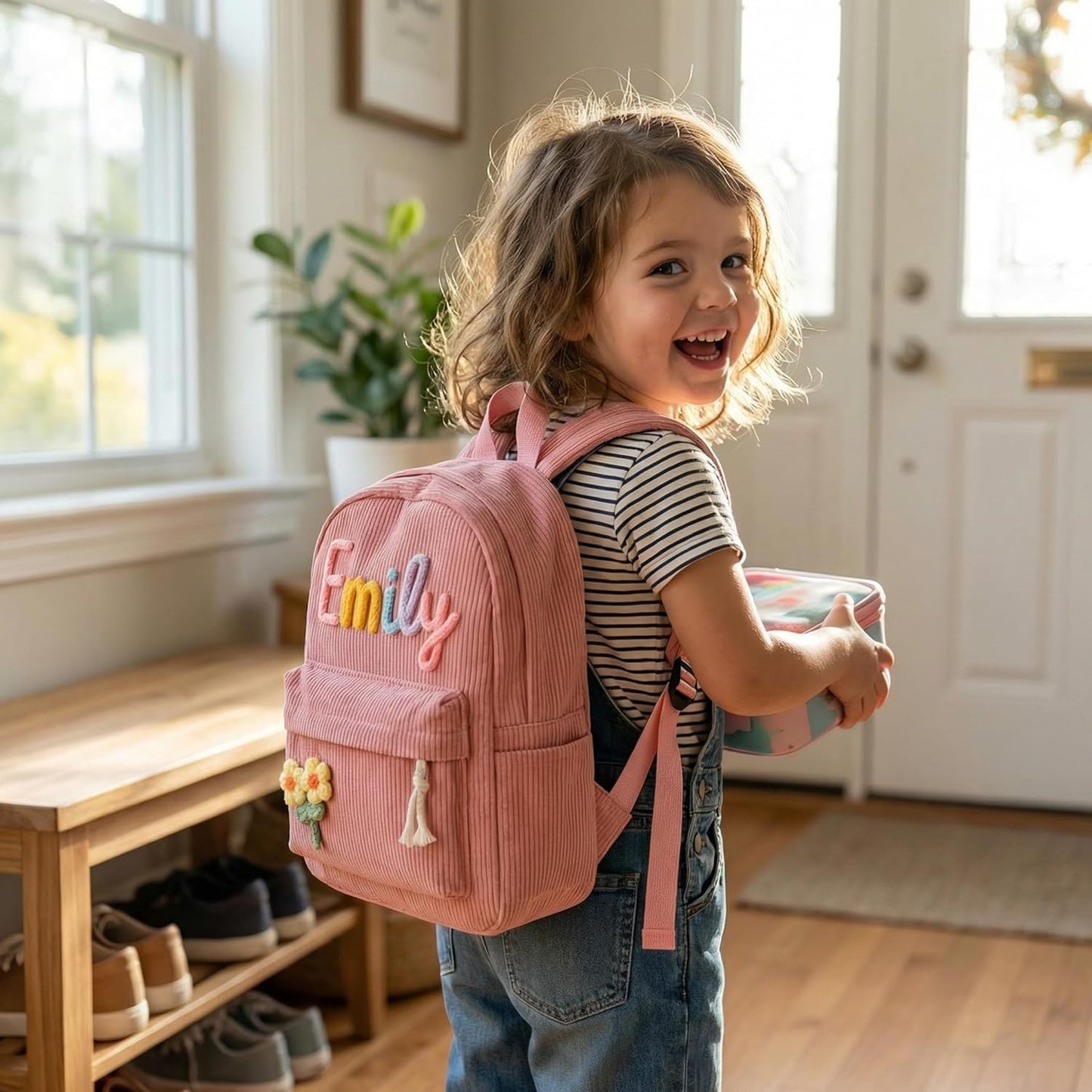 MBBEST Personalized Backpack - Custom Corduroy Daypack with Name Embroidery | Perfect Gift for Kids