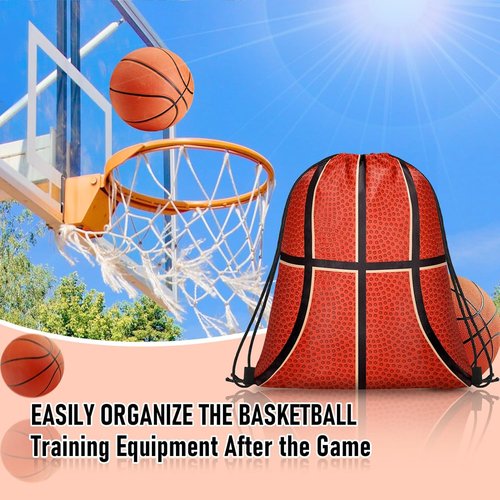 Grneric Basketball Drawstring Bags - 14 Pcs Party Favor Cinch Sackpacks for Sports Teams & Birthdays