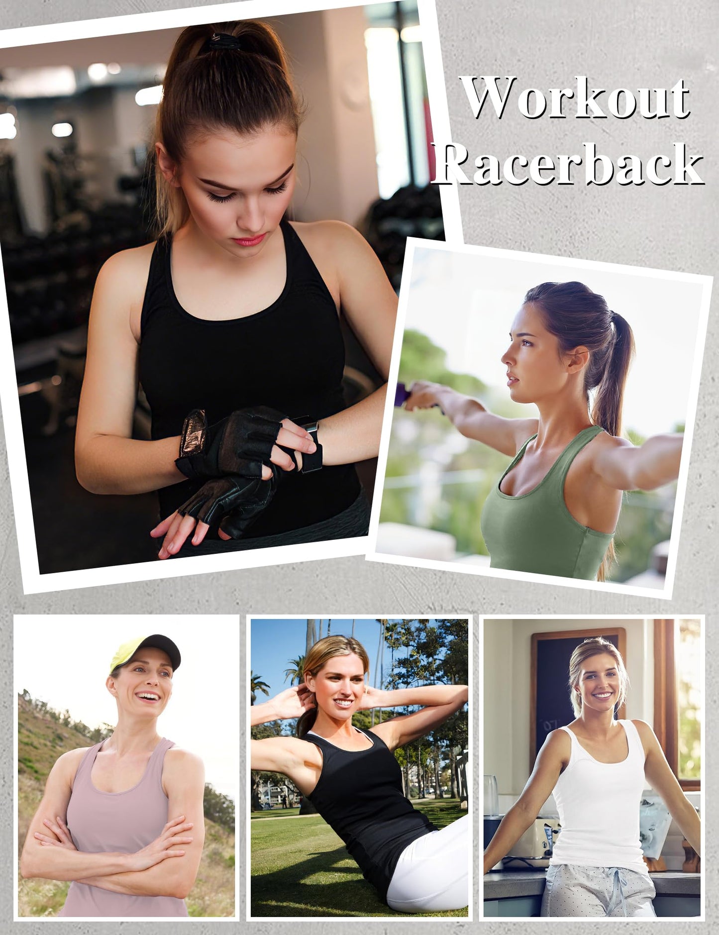 HOPLYNN 3 Pack Women's Racerback Workout Tank Top Crop Athletic Running Gym Yoga Active Sports Tops Shirts for Women 1 Black 1 White 1 Dark Pink Large