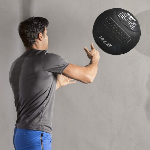 Champion Sports PRX14 Rhino Promax Elite Slam Balls, 14 lb, Soft Shell with Non-Slip Grip, Medicine Wall Exercise Ball for Weightlifting, Plyometrics, Cross Training, & Home Gym Fitness, Black