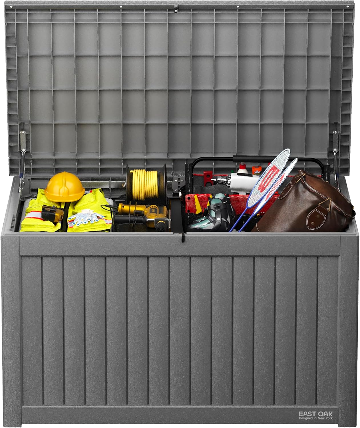 31 Gallon Waterproof Outdoor Storage Box - Lockable Resin Deck Bin for Patio Cushions & Tools - UV Resistant, Black