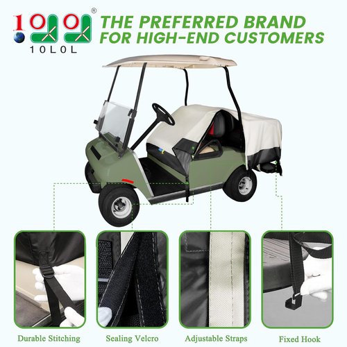 10L0L Golf Cart Seat Covers Protector for 2/4 Passenger EZGO Club Car Half Waterproof Cover, Dust Cover More Convenient to Use & Storage Than a Full Cover