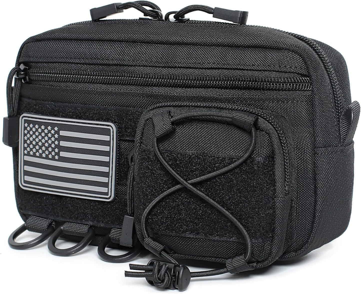 Skiennix Tactical Molle Horizontal Admin Pouch - EDC Utility Organizer Bag with Front Drawstring Pocket