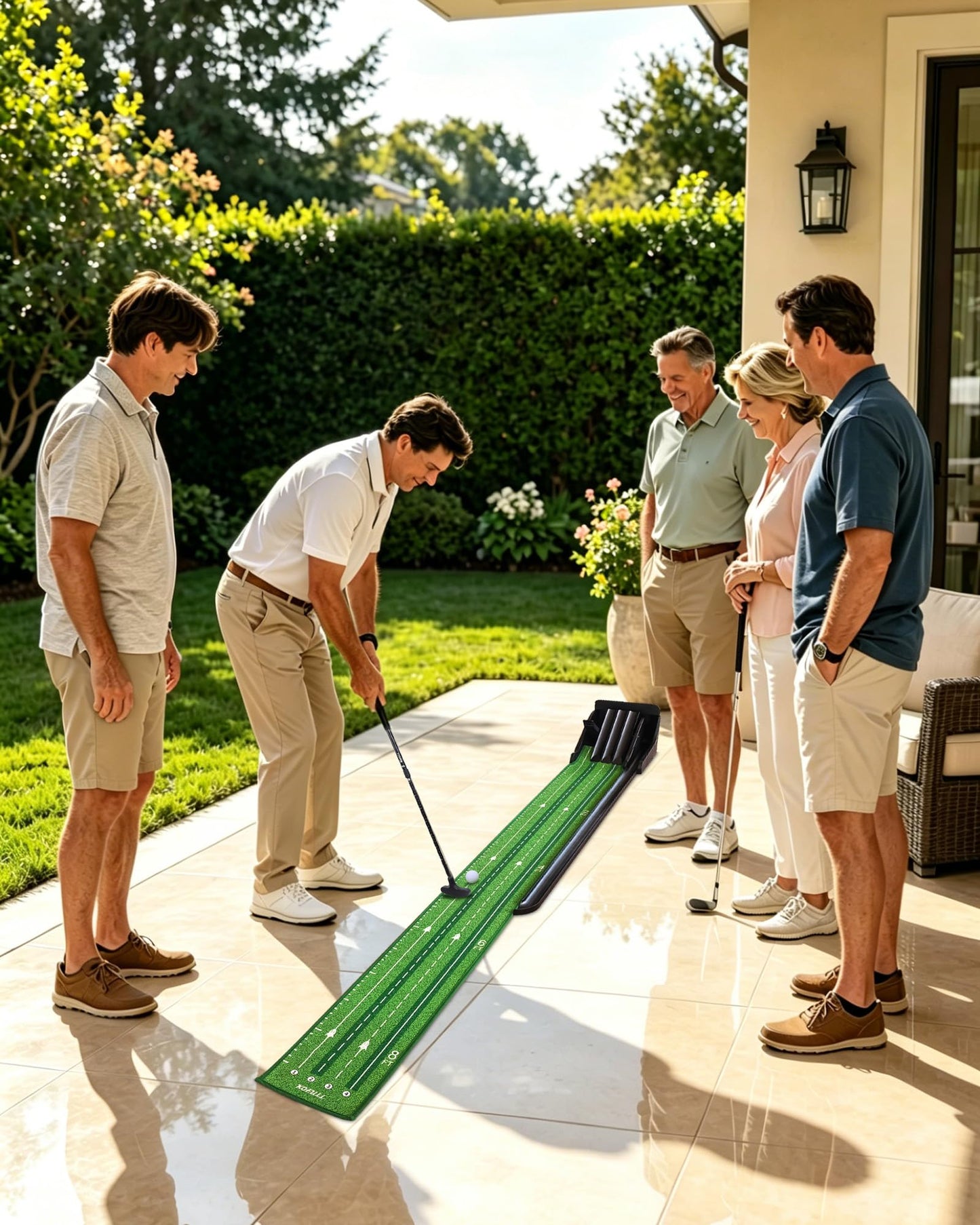 Putting Green Indoor - Practice Uphill Putts, Golf Putting Mat with Auto Ball Return, Golf Training Aid for Home, Office, Backyard, Party Game, Great Gifts for Men Dad