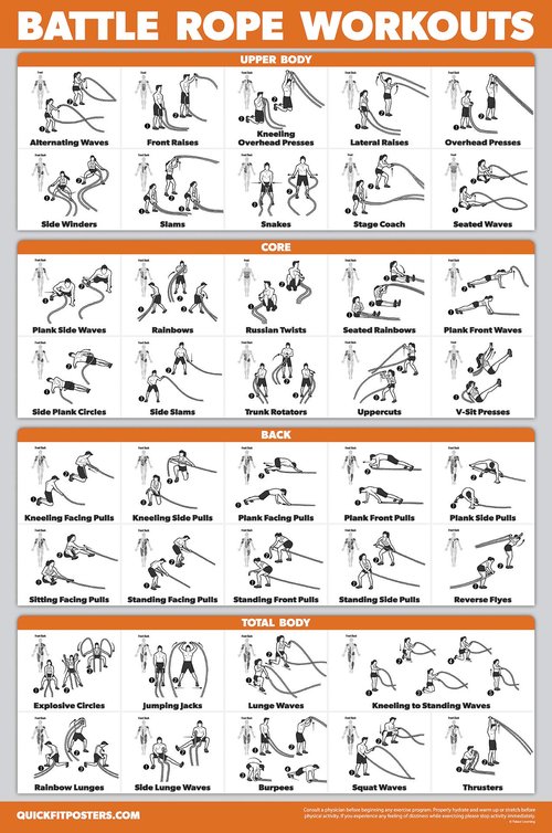 16 Pack - Exercise Poster Set, Dumbbell, Suspension, Kettlebell, Resistance Bands, Medicine Ball, Battle Rope, Stretching, Bodyweight, Barbell, Yoga, Exercise Ball, Muscular (LAMINATED, 18" x 24")