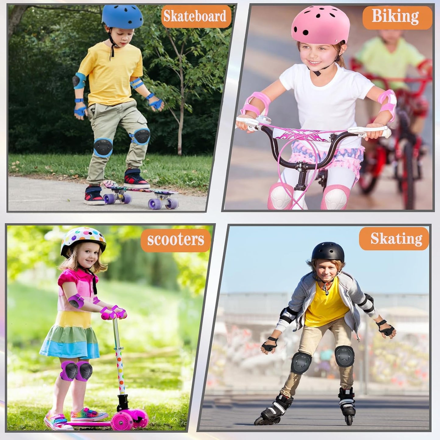 Skiennix Kids Knee and Elbow Pads Set - Adjustable Protective Gear for Ages 3-14 | Skateboarding, Cycling, and More