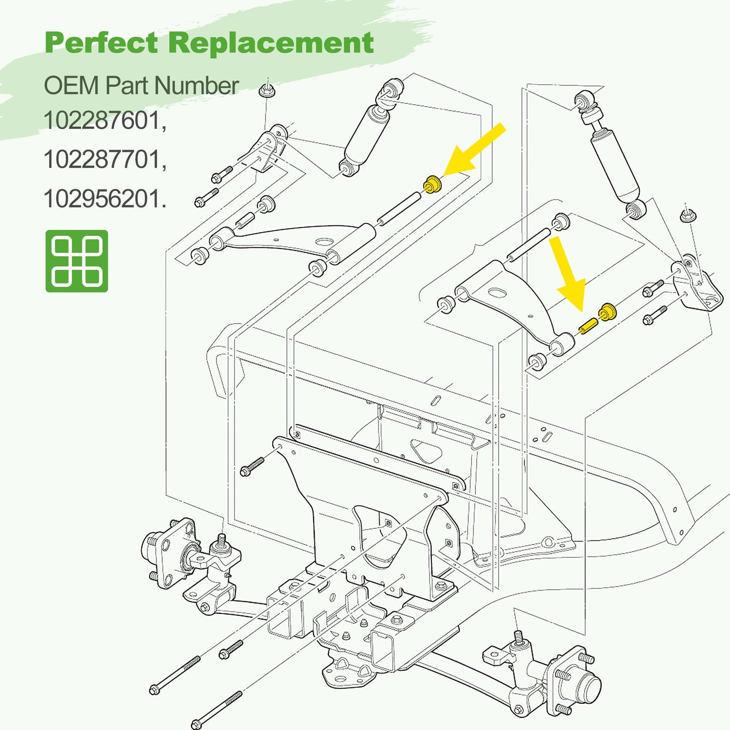 9.99WORLD MALL Front Spring and Upper Control Arm Bushing Kit 102289901 for Club Car Precedent 2004-up Electric & Gas, Replacement Parts OEM # 102287701 102287601 102956201
