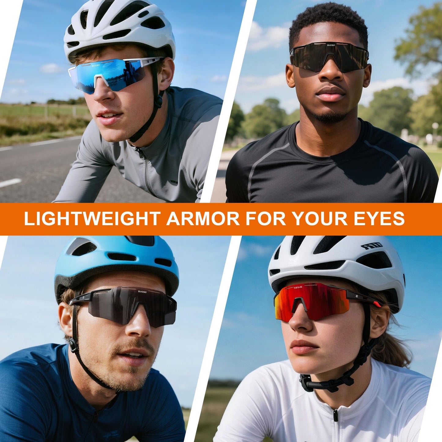 suoso Sports Cycling Sunglasses for Men: Lightweight UV Protection Polarized Sun Glasses for Youth Baseball Softball Running