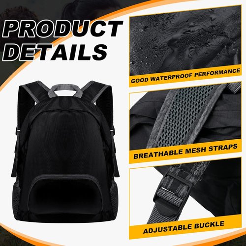 Dunzy Foldable Backpacks - 12 Pcs Lightweight Bulk Set for Travel, Camping & Donations | Black