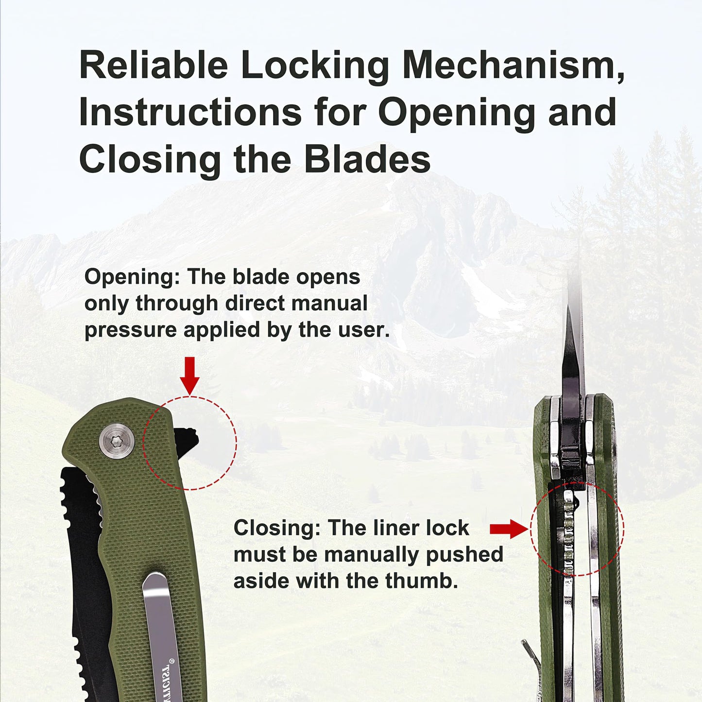 ROMANTICIST Folding Pocket Knife - 3.15" D2 Steel Blade & Non-Slip G10 Handle - Pocket Knife for Camping, Hiking and Outdoor Tasks - EDC Folding Knife with Clip & Lanyard - Unique Gifts for Men Women
