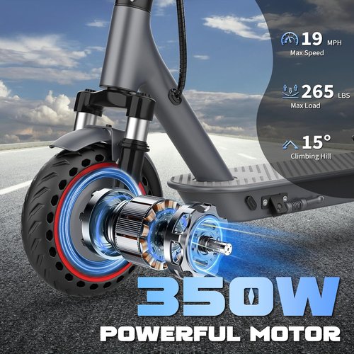Electric Scooter - Skiennix Dual Suspension, 350W/500W Motor, 19/22 MPH, 23-31 Miles Range, 8.5"/10" Tires