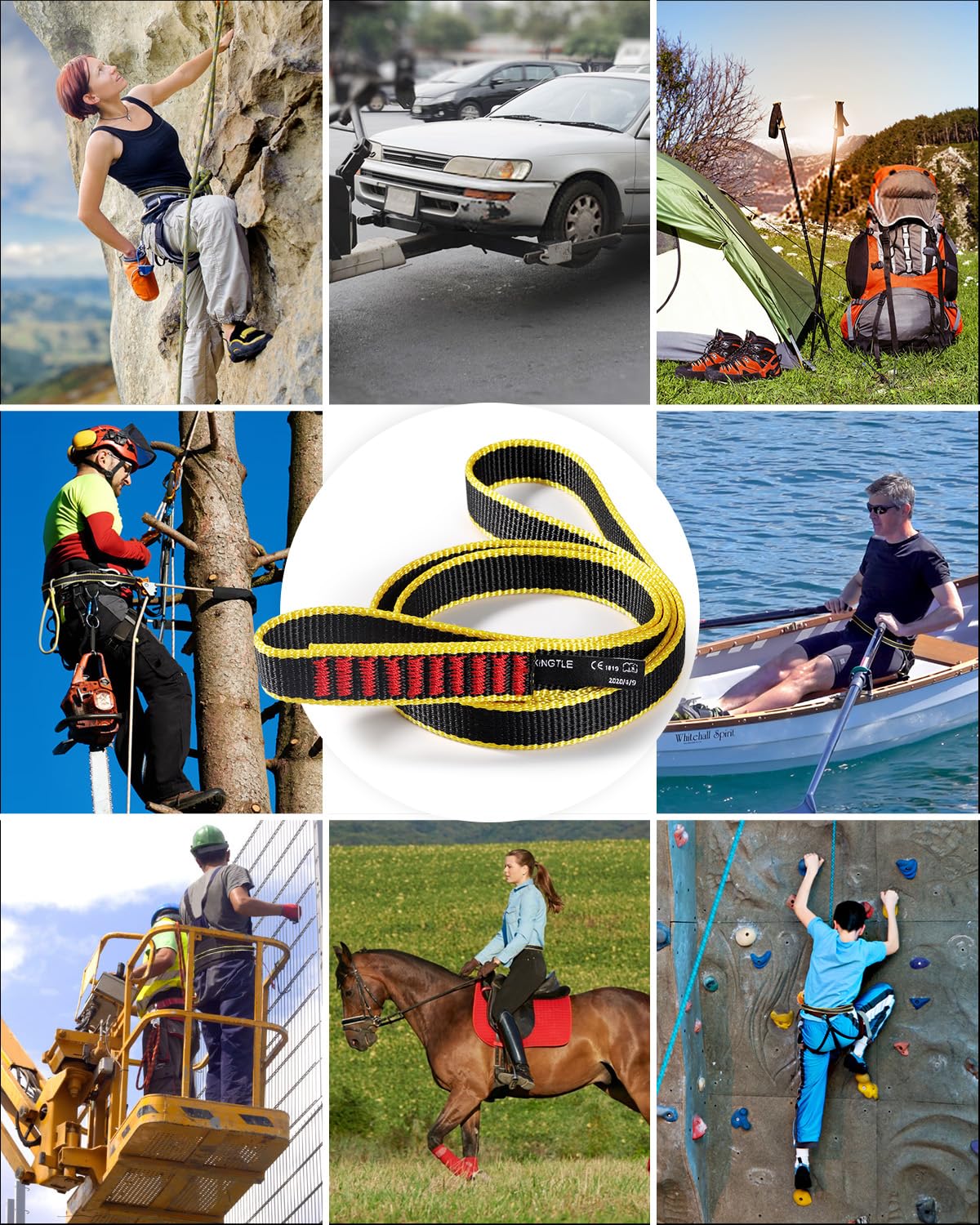 KINGTLE 20MM Nylon Climbing Sling Runner 22kN CE1019/EN566 UIAA Certified,Rock Climbing Webbing Straps for Rock Climbing,Mountaineering, Rappelling,6PCS